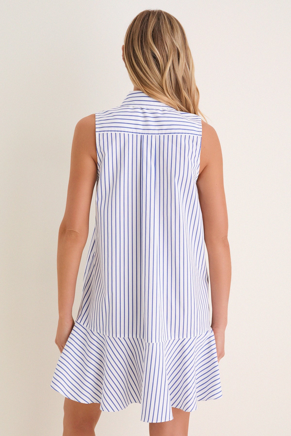 Blue Stripe Sleeveless Callahan Shirt Dress