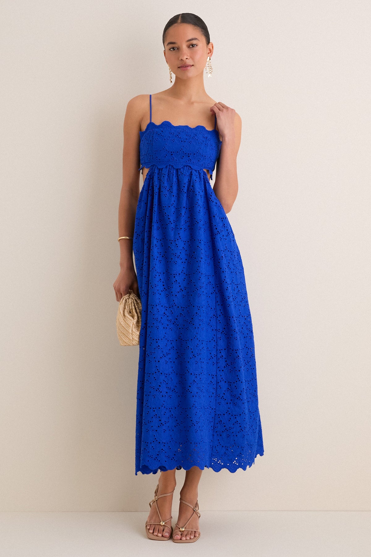 Blue Eyelet Cut-Out Larkspur Dress