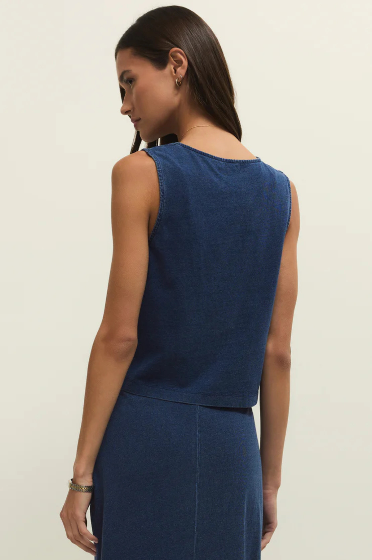 Noelle Jersey Denim Sleeveless Tank