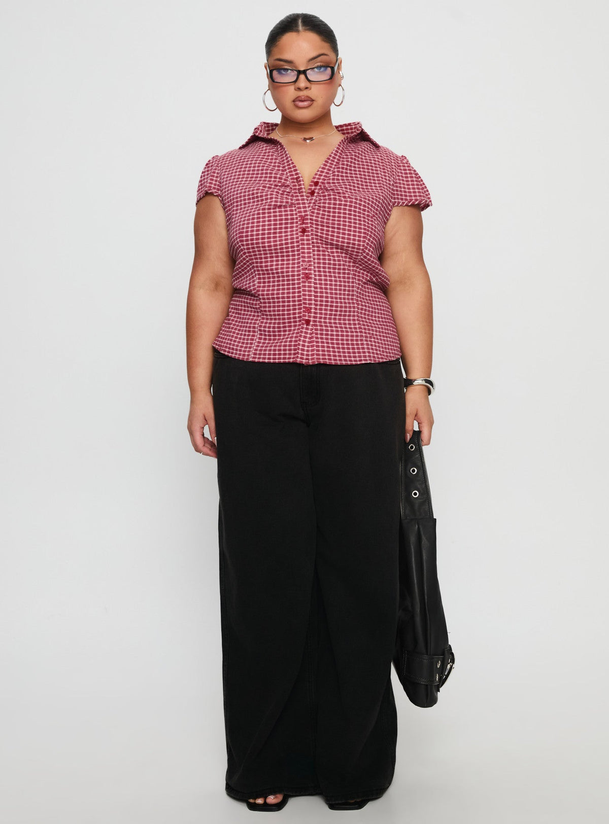Arianwyn Short Sleeve Shirt Red Check Curve