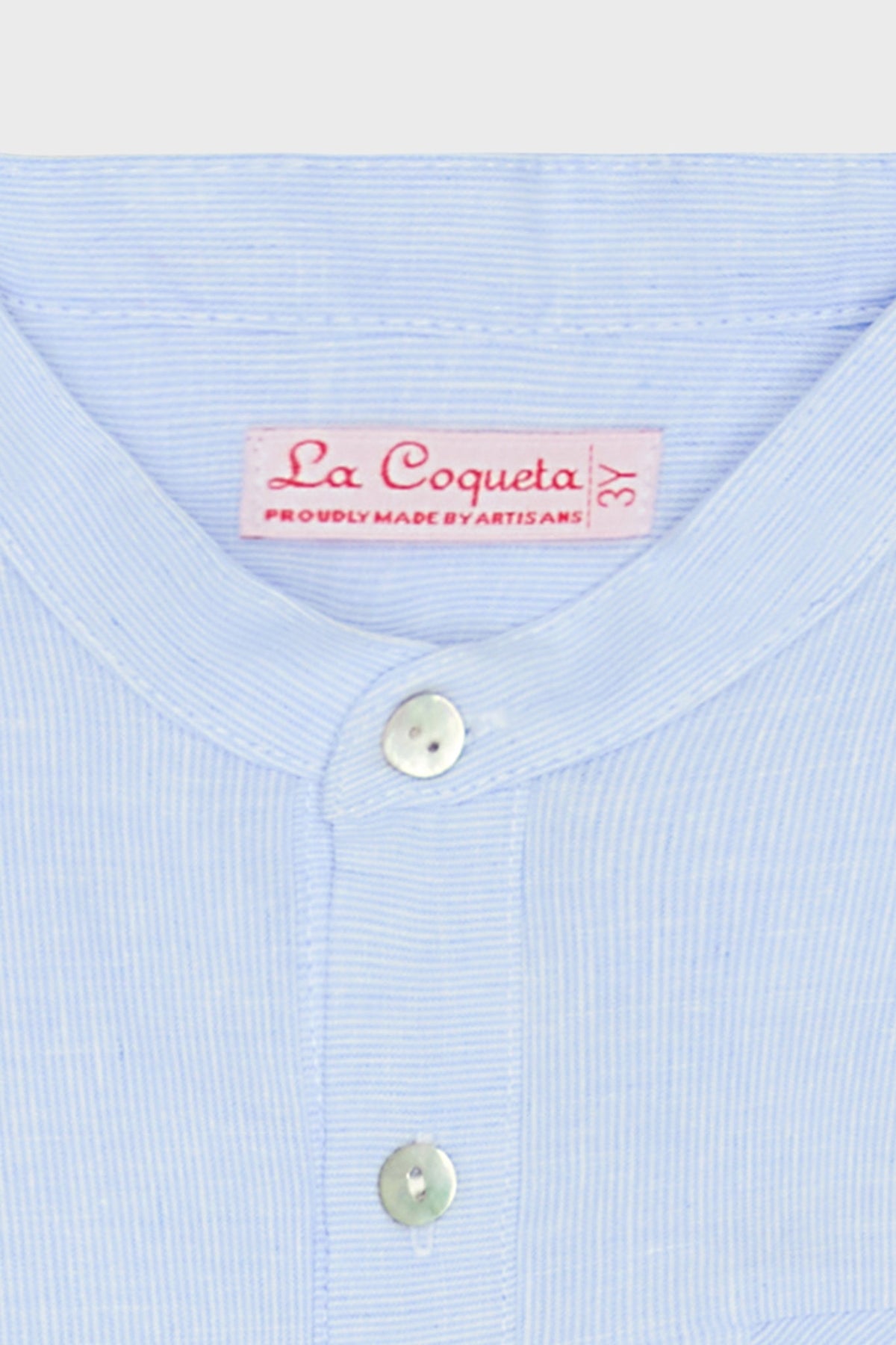 Blue Stripe Arcos Linen Mix Short Sleeve Shirt
