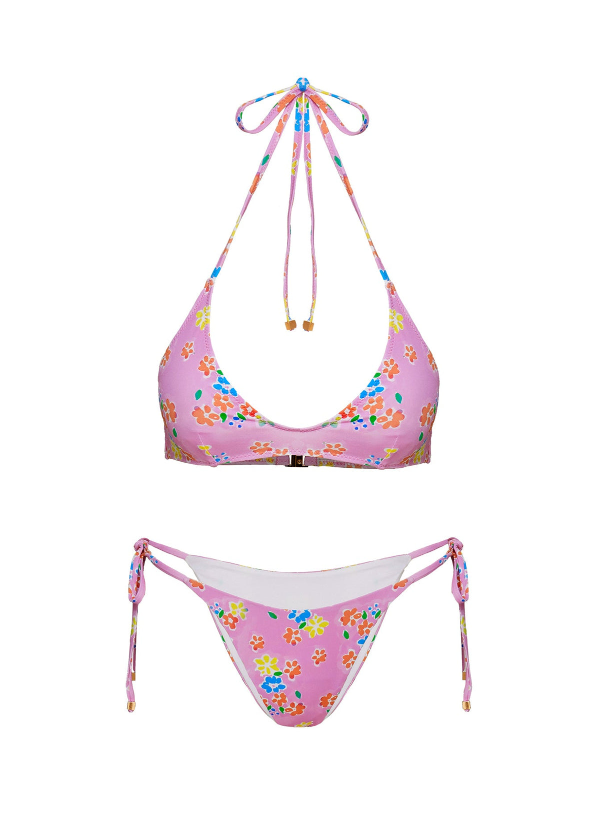 Athia Halter Shine Bikini Top Pink Floral