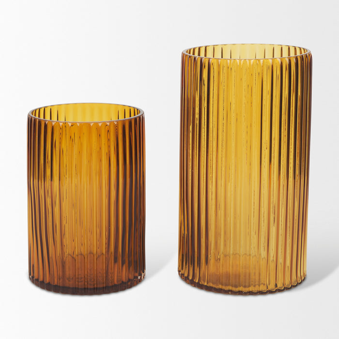 Dawn Short Amber Glass Vase