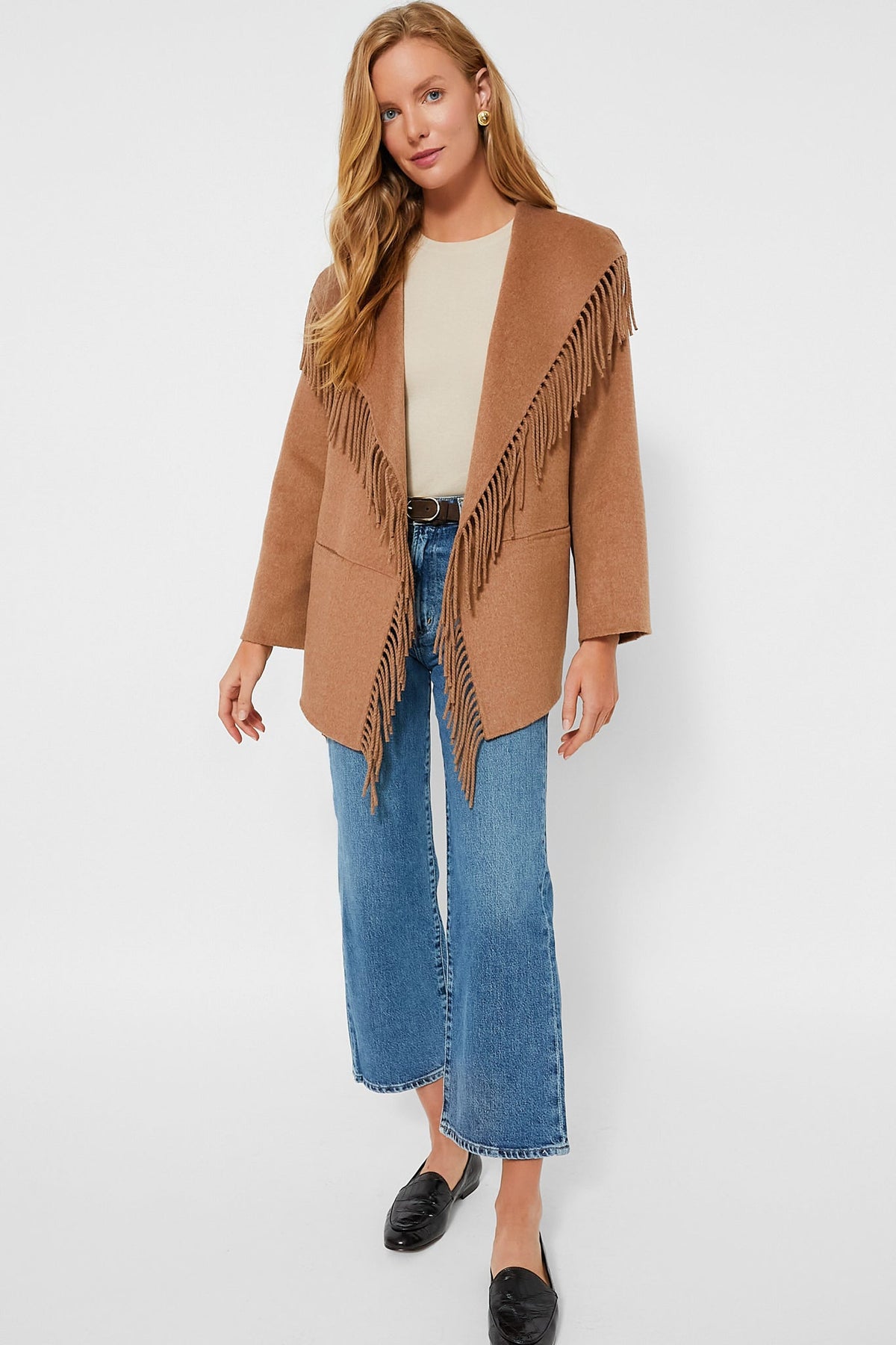 Camel Rowen Fringe Jacket