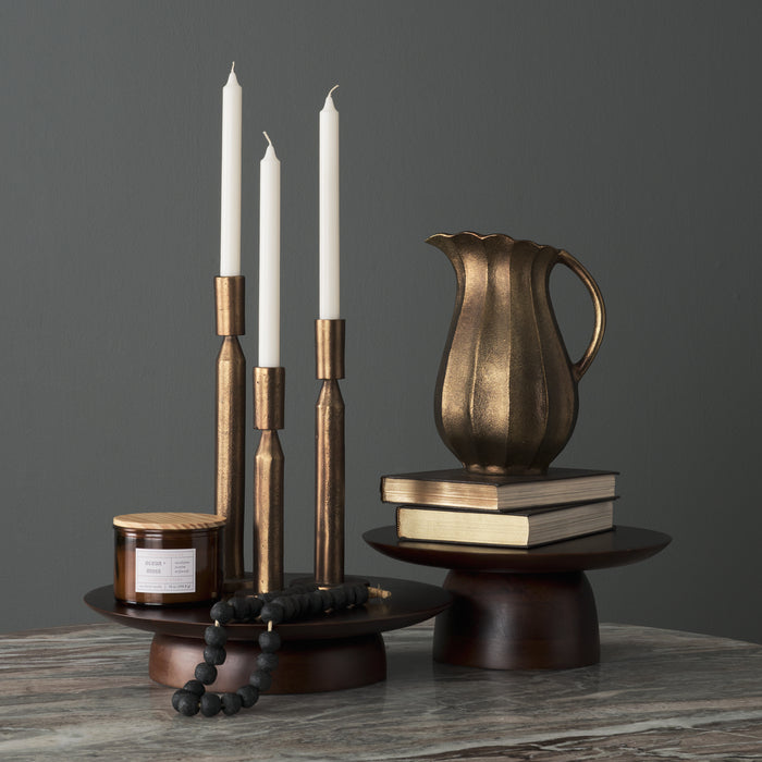 Sadira Small Mid-Dark Brown Solid Wood Round Riser