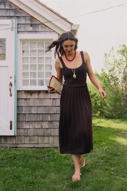 Chocolate Brown Knit Anne Midi Dress