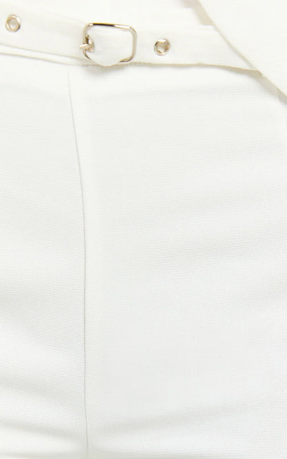 Romeo Pants - Straight Leg Mid Waist Tailored Pants in White