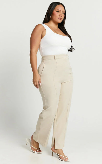 Rogers Pants - High Waisted Pants in Beige