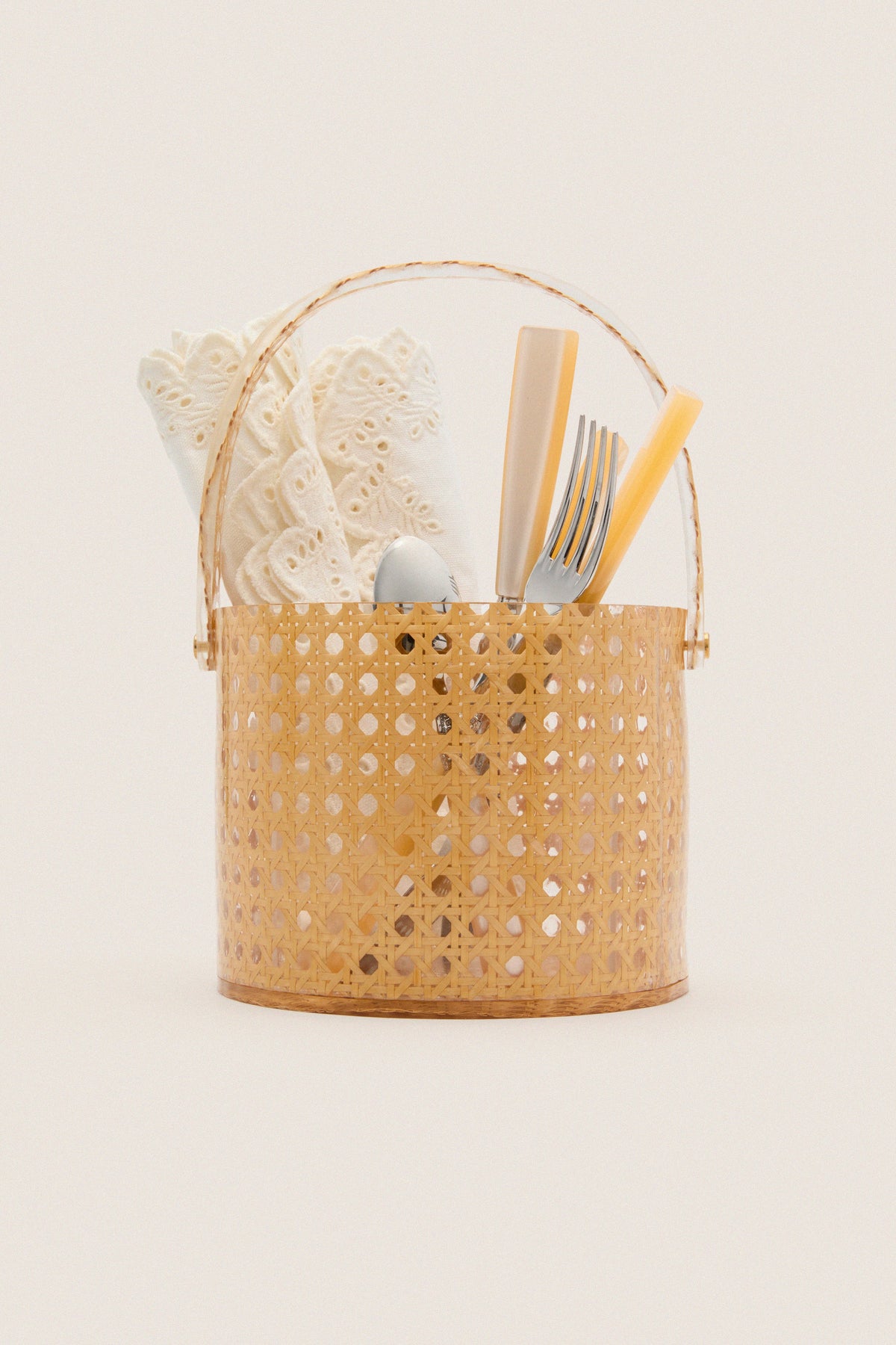 Cane Acrylic Utensil Caddy