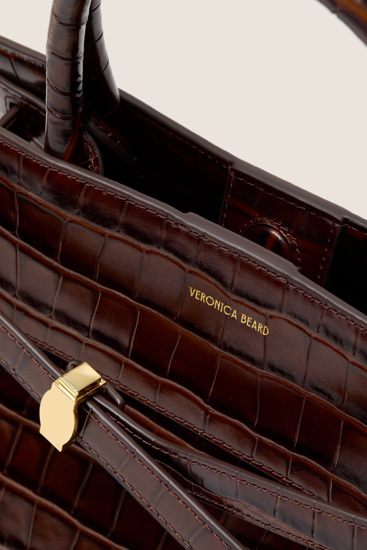 Chestnut Croc Embossed Veronica Beard Dash Bag