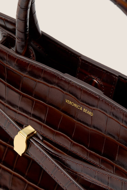Chestnut Croc Embossed Veronica Beard Dash Bag