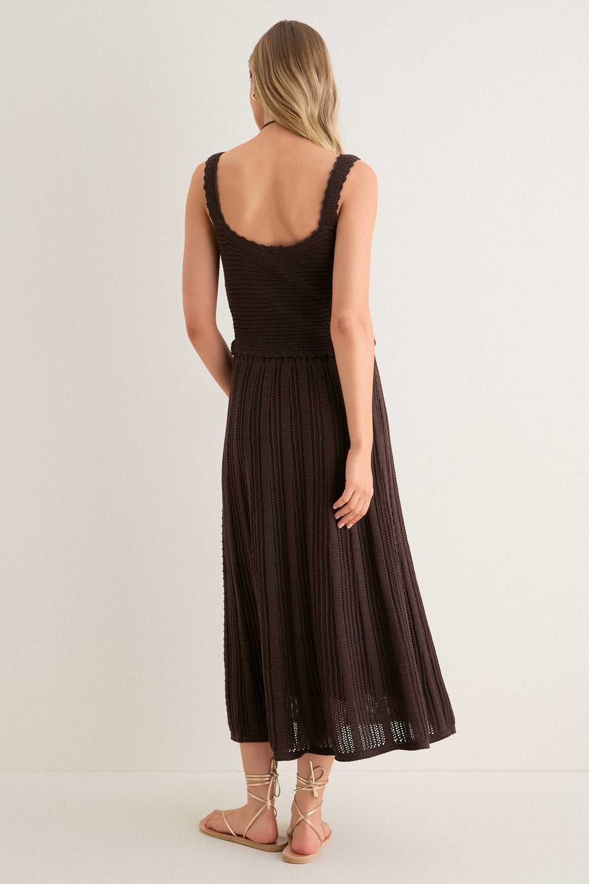 Chocolate Brown Knit Anne Midi Dress