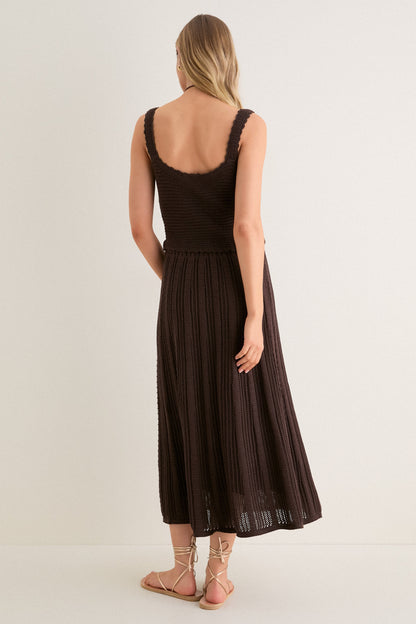 Chocolate Brown Knit Anne Midi Dress