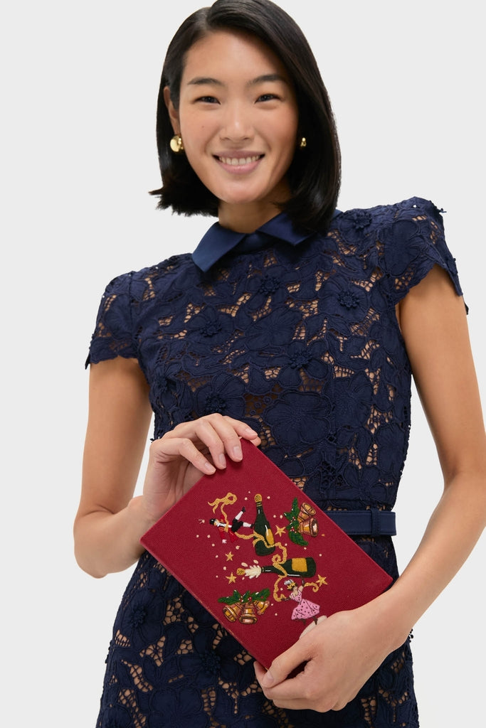 Camelia Holly Jingle and Mingle Book Clutch