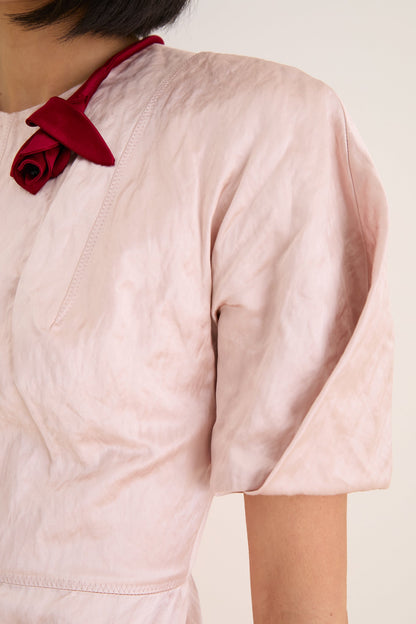 Cameo Pink Short Sleeve Midi Cocktail Dress