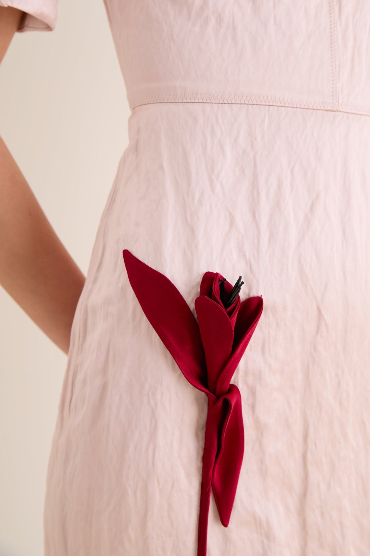 Cameo Pink Short Sleeve Midi Cocktail Dress