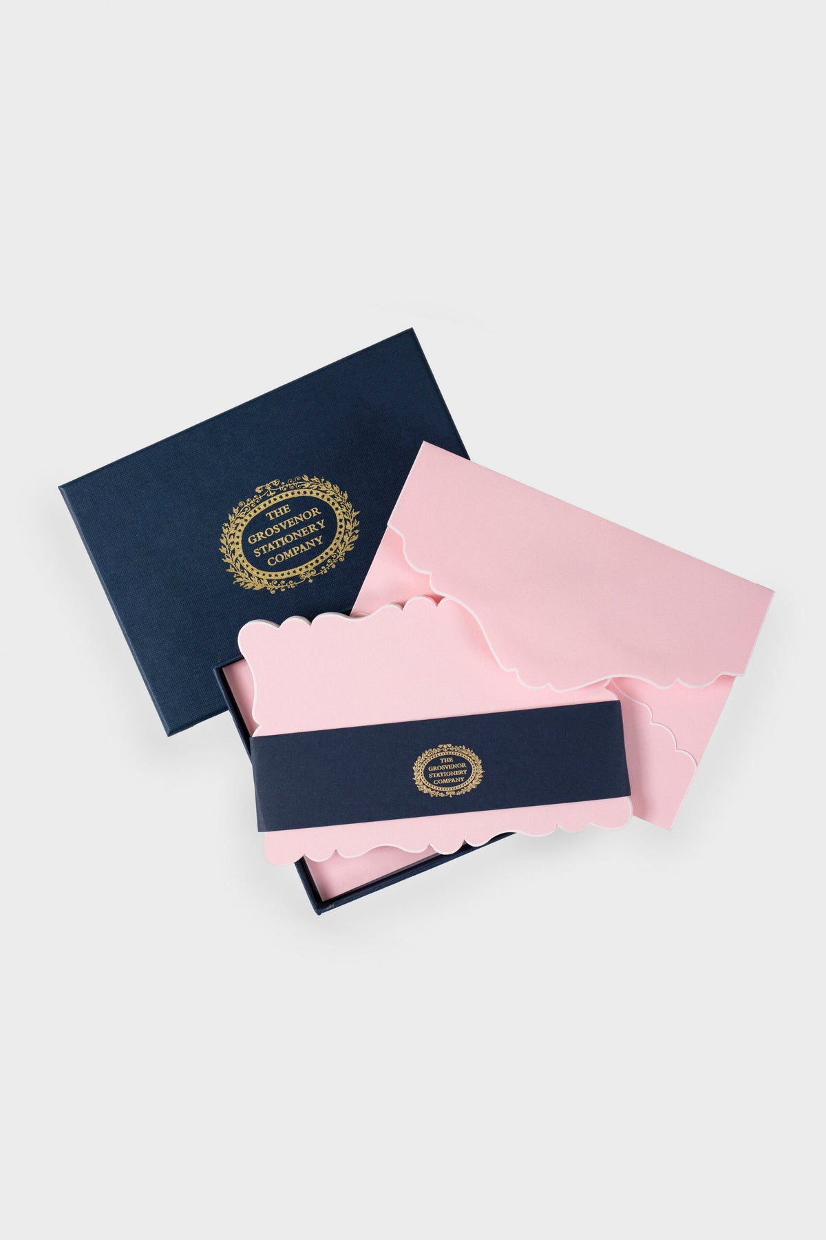 Candy Pink Scalloped Easton Cards and Envelopes
