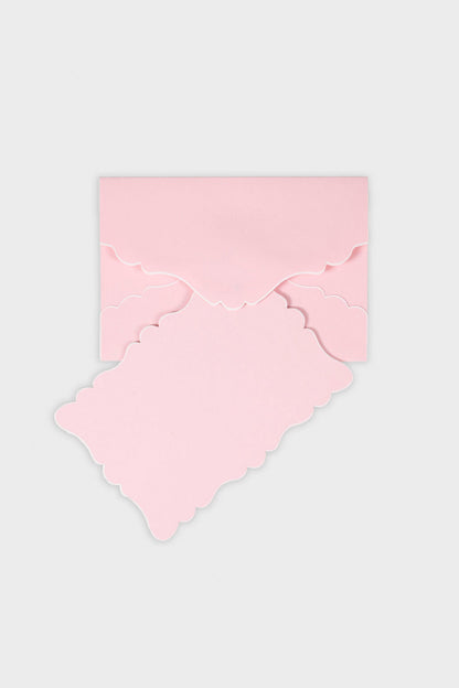 Candy Pink Scalloped Easton Cards and Envelopes