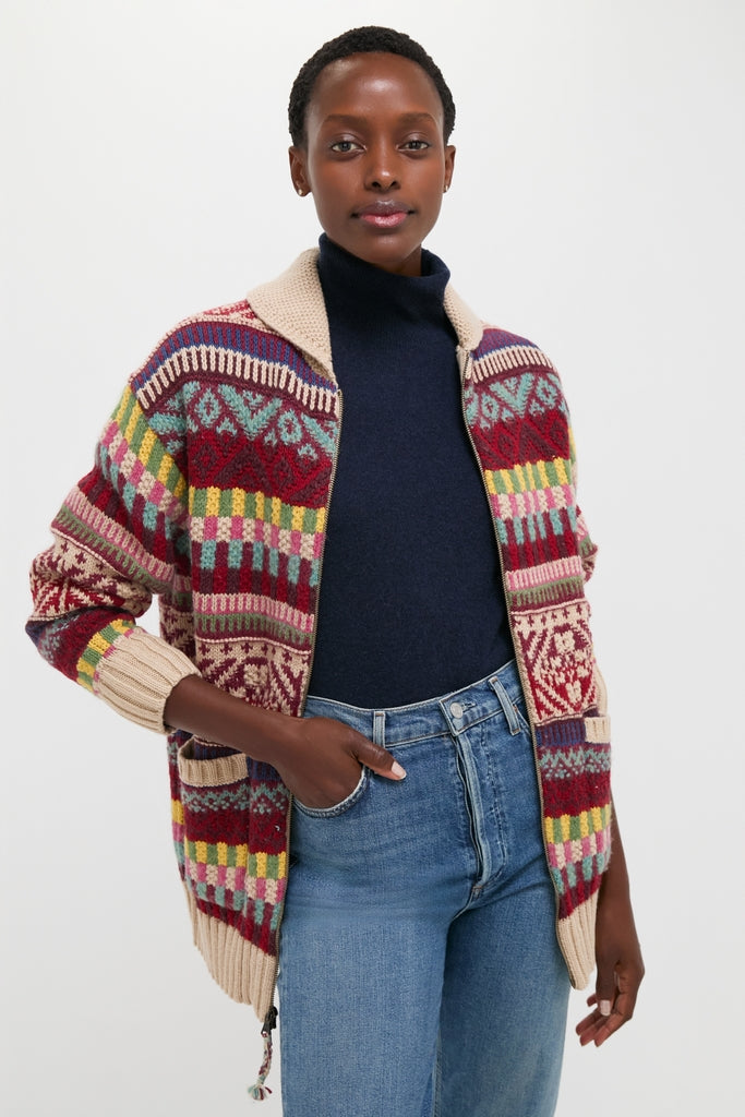 Brick Multi Cotton Wool Blend Sweater