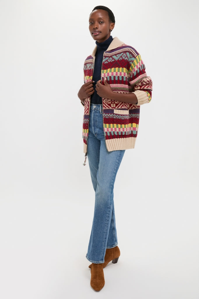 Brick Multi Cotton Wool Blend Sweater