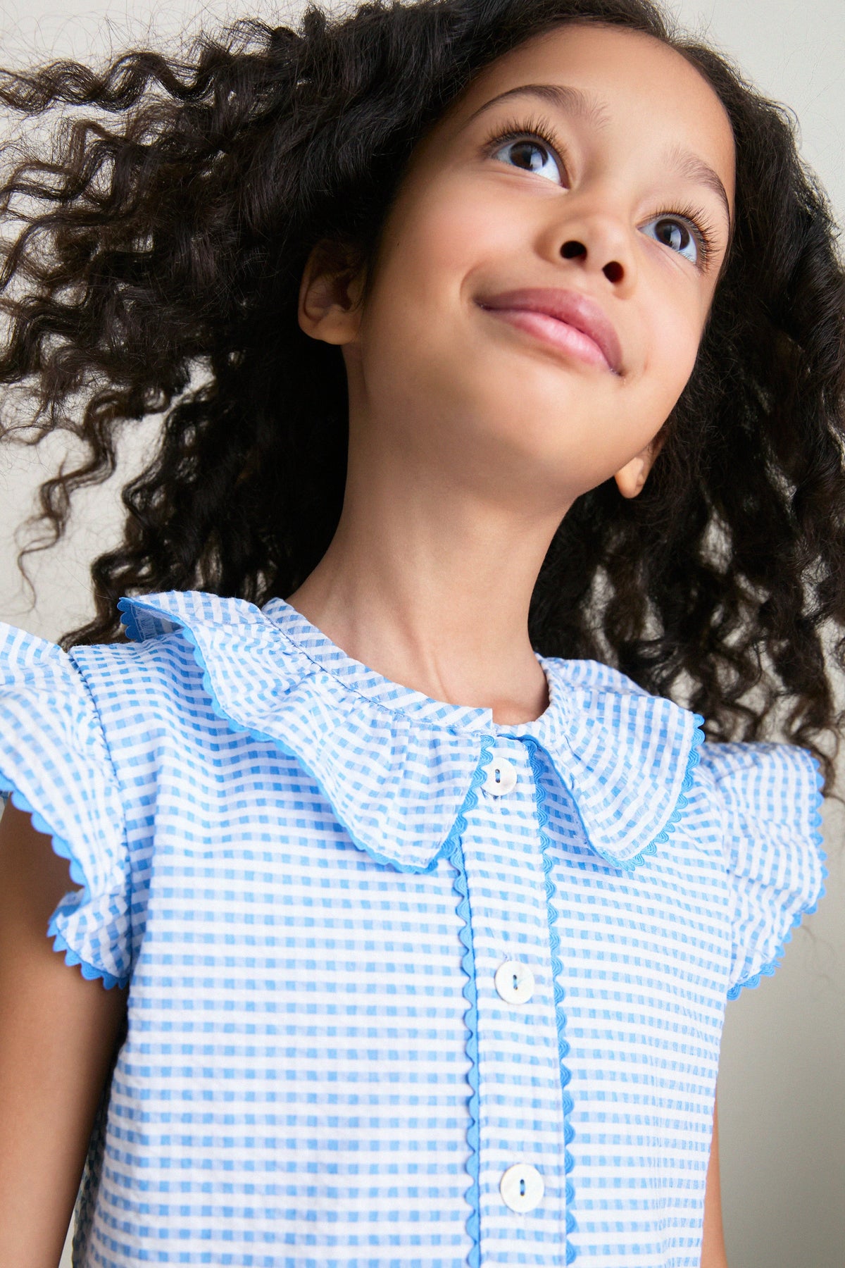 Blue Gingham Fabiola Drop Waist Dress