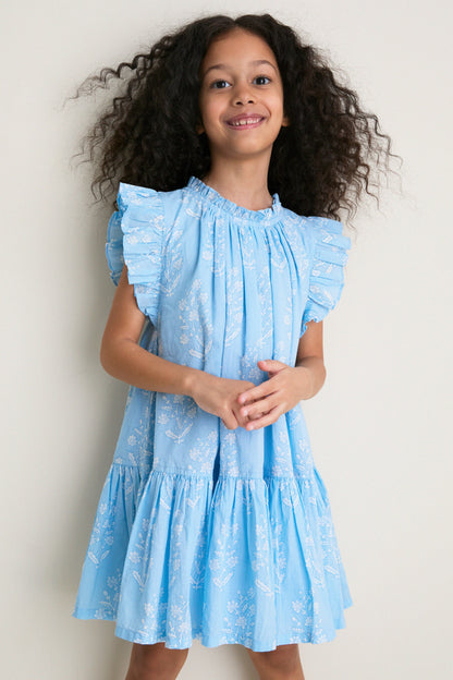 Blue Drewdrop Block Print Harper Dress