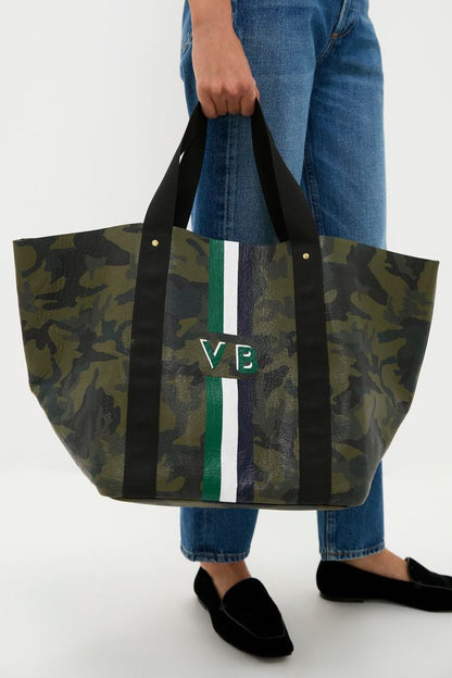 Camoflauge Big Daddy Tote with Green Monogram