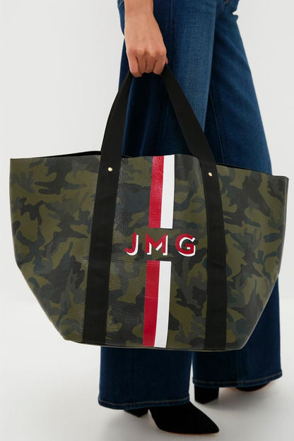 Camoflauge Big Daddy Tote with Red Monogram