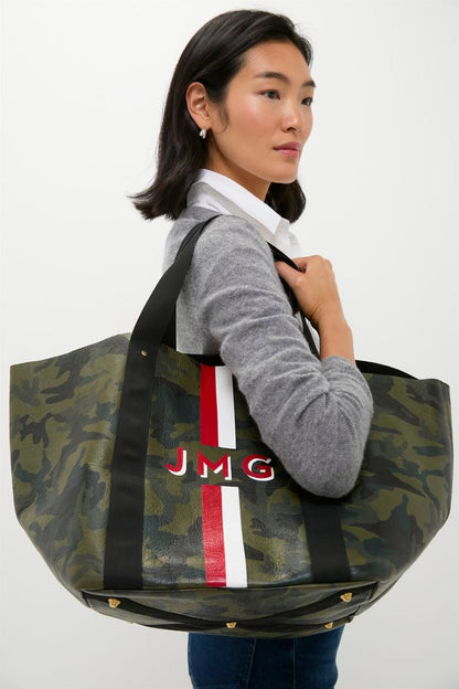 Camoflauge Big Daddy Tote with Red Monogram