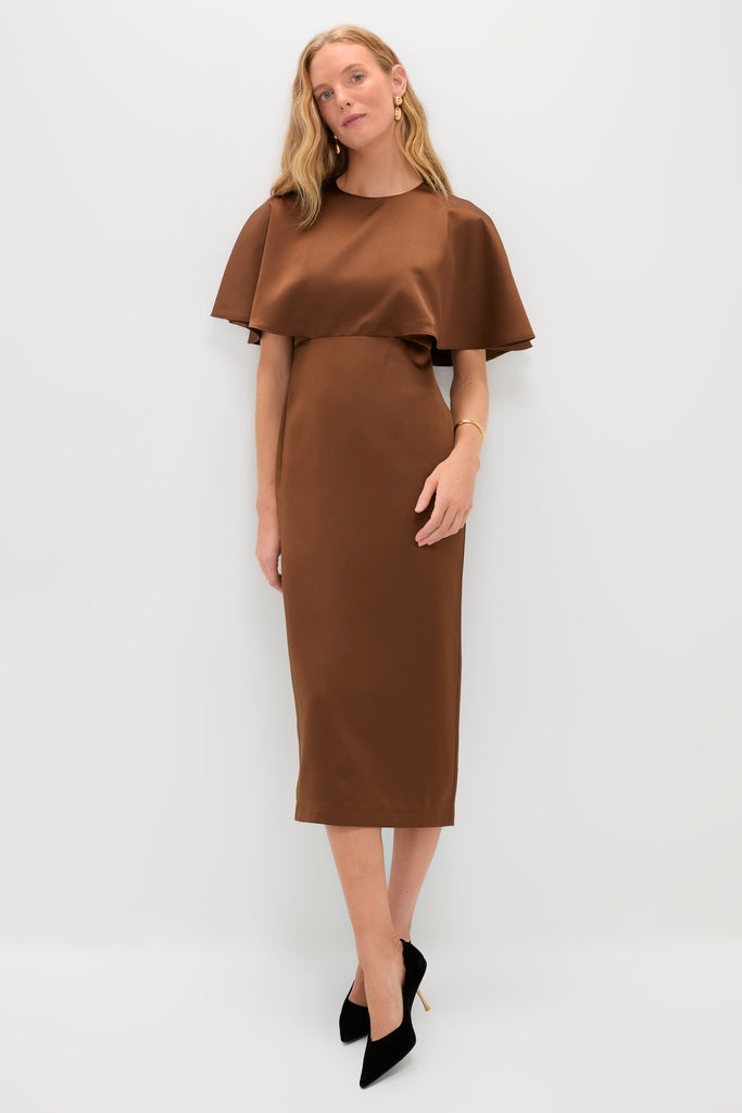 Chocolate Brown Cape Leah Dress