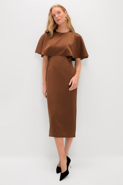Chocolate Brown Cape Leah Dress