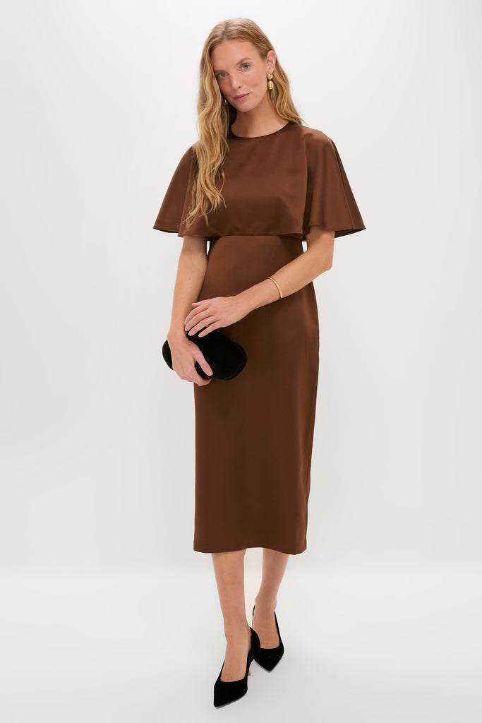 Chocolate Brown Cape Leah Dress