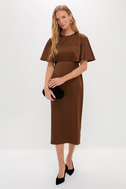 Chocolate Brown Cape Leah Dress