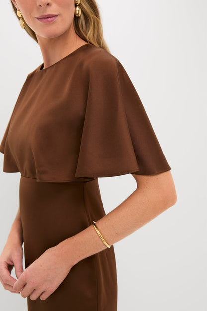 Chocolate Brown Cape Leah Dress