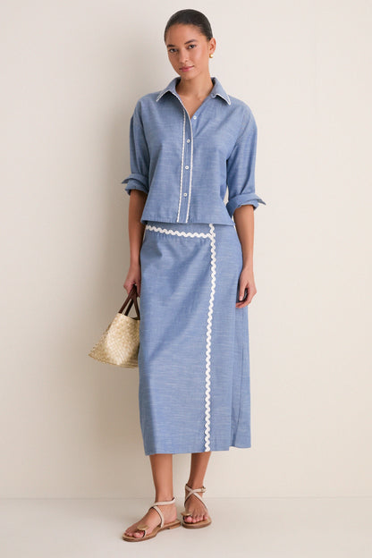 Chambray Ric Rac Marcy Maxi Skirt