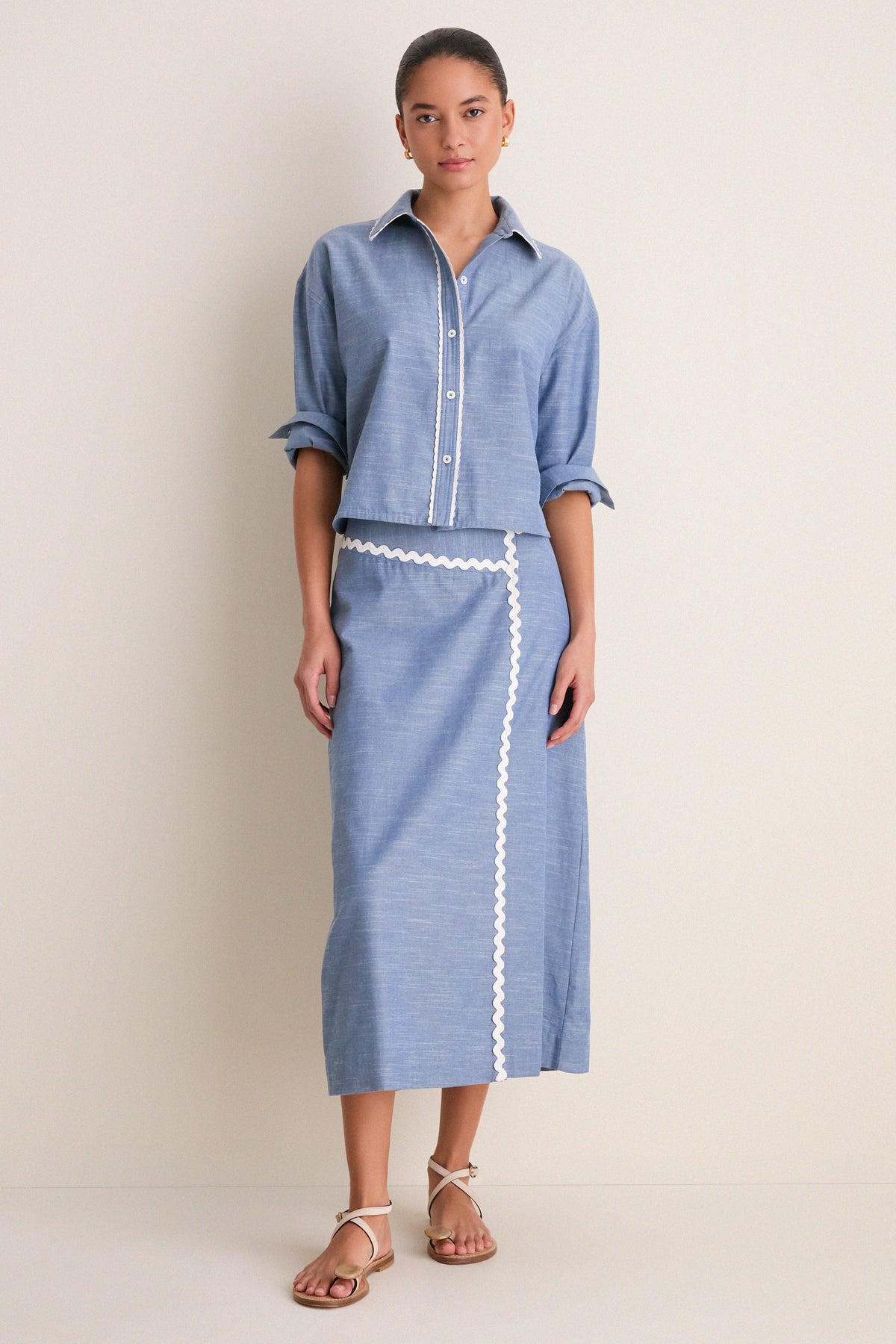 Chambray Ric Rac Marcy Maxi Skirt