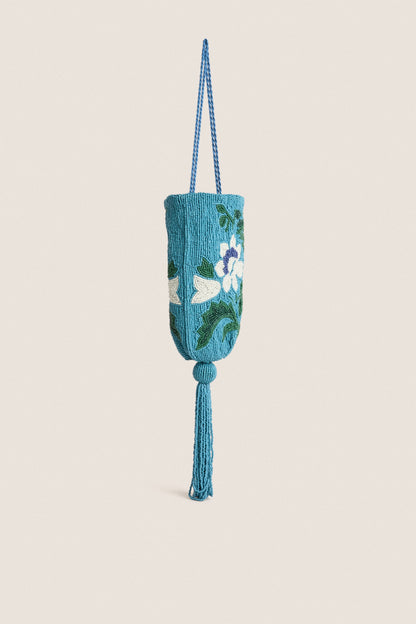 Cerulean Floral Beaded Bag