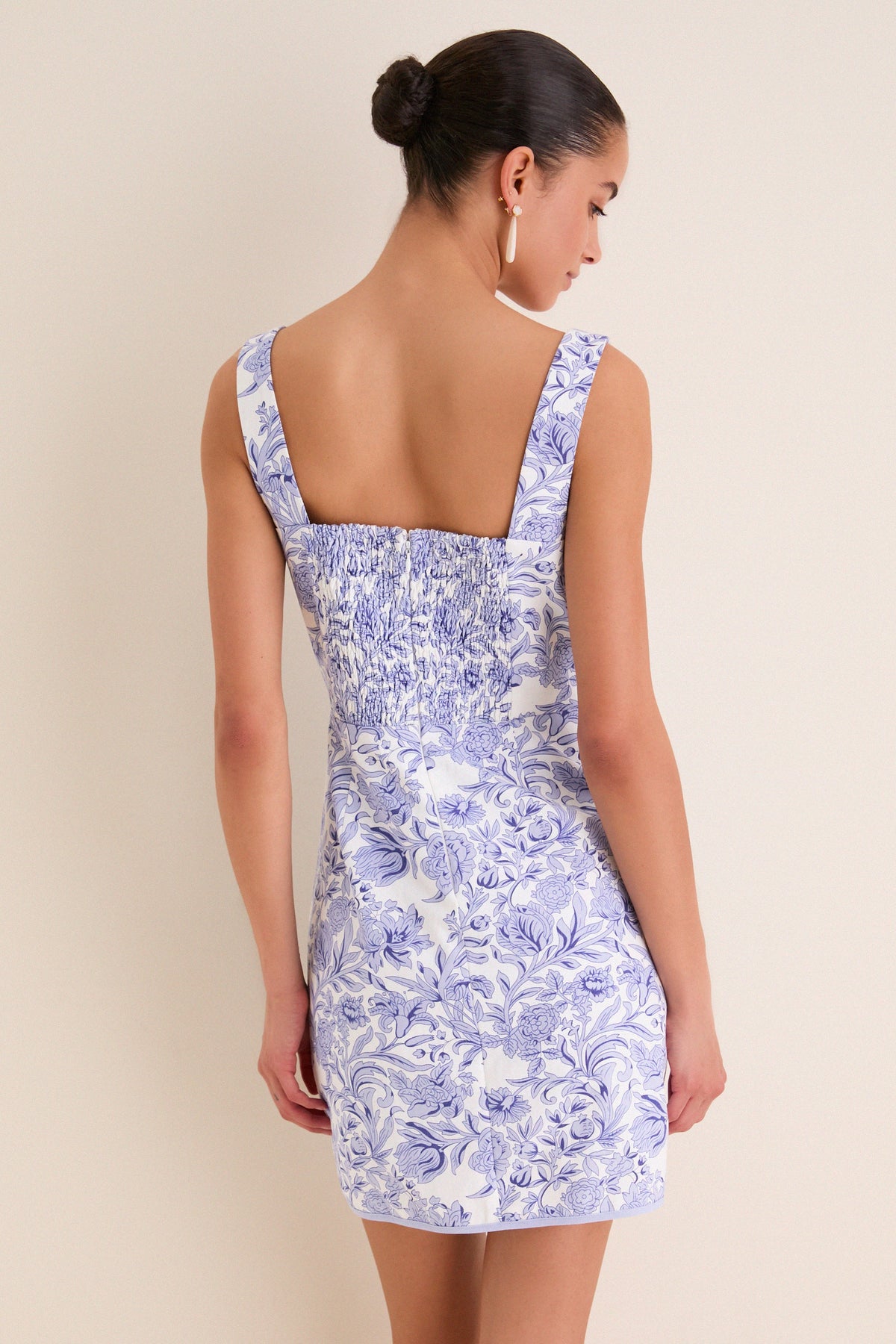 Blue French Floral Laura Mini Dress