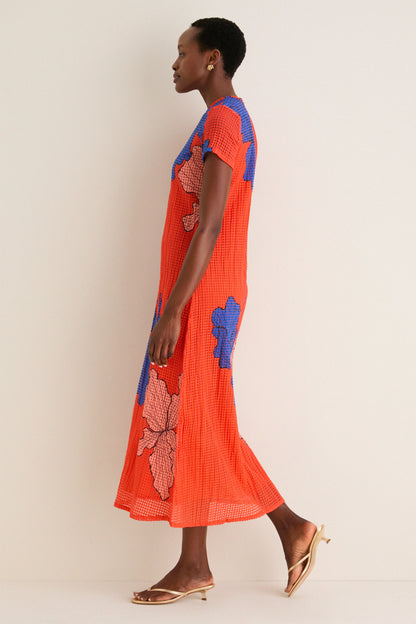 Bora Bora Red Short Sleeve Shift Maxi Dress