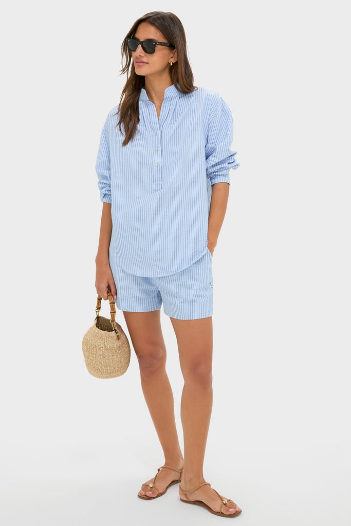 Blue Stripe Seersucker Cove Popover