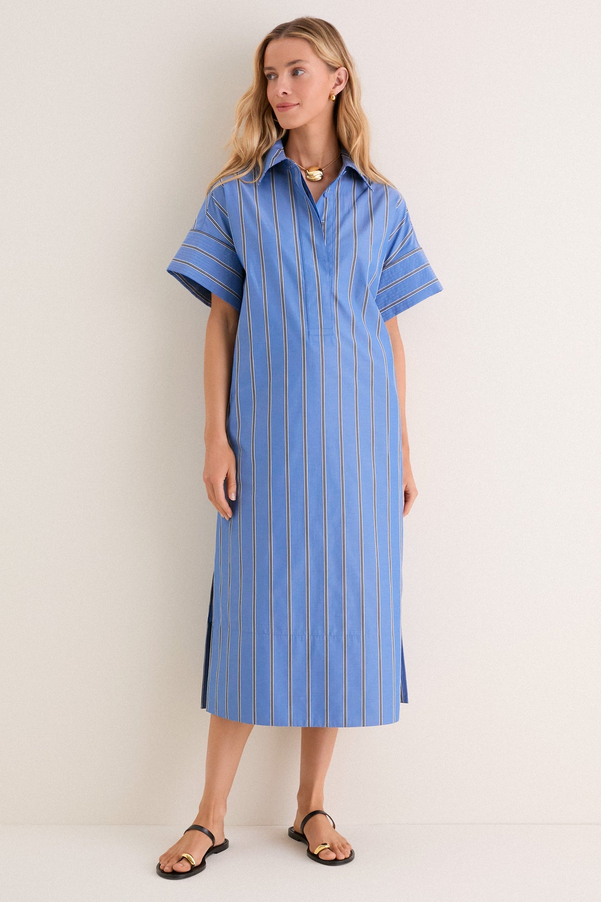 Blue Indigo Stripe Reina Dress