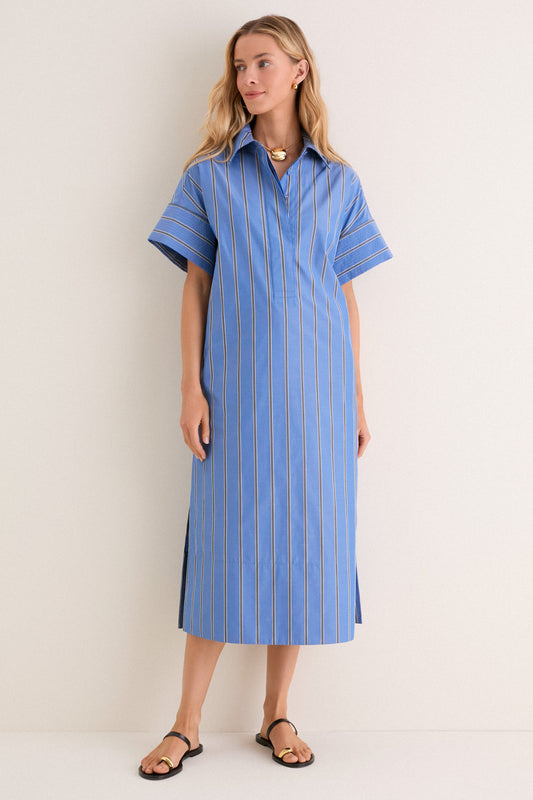 Blue Indigo Stripe Reina Dress