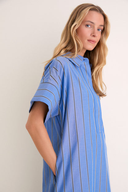 Blue Indigo Stripe Reina Dress
