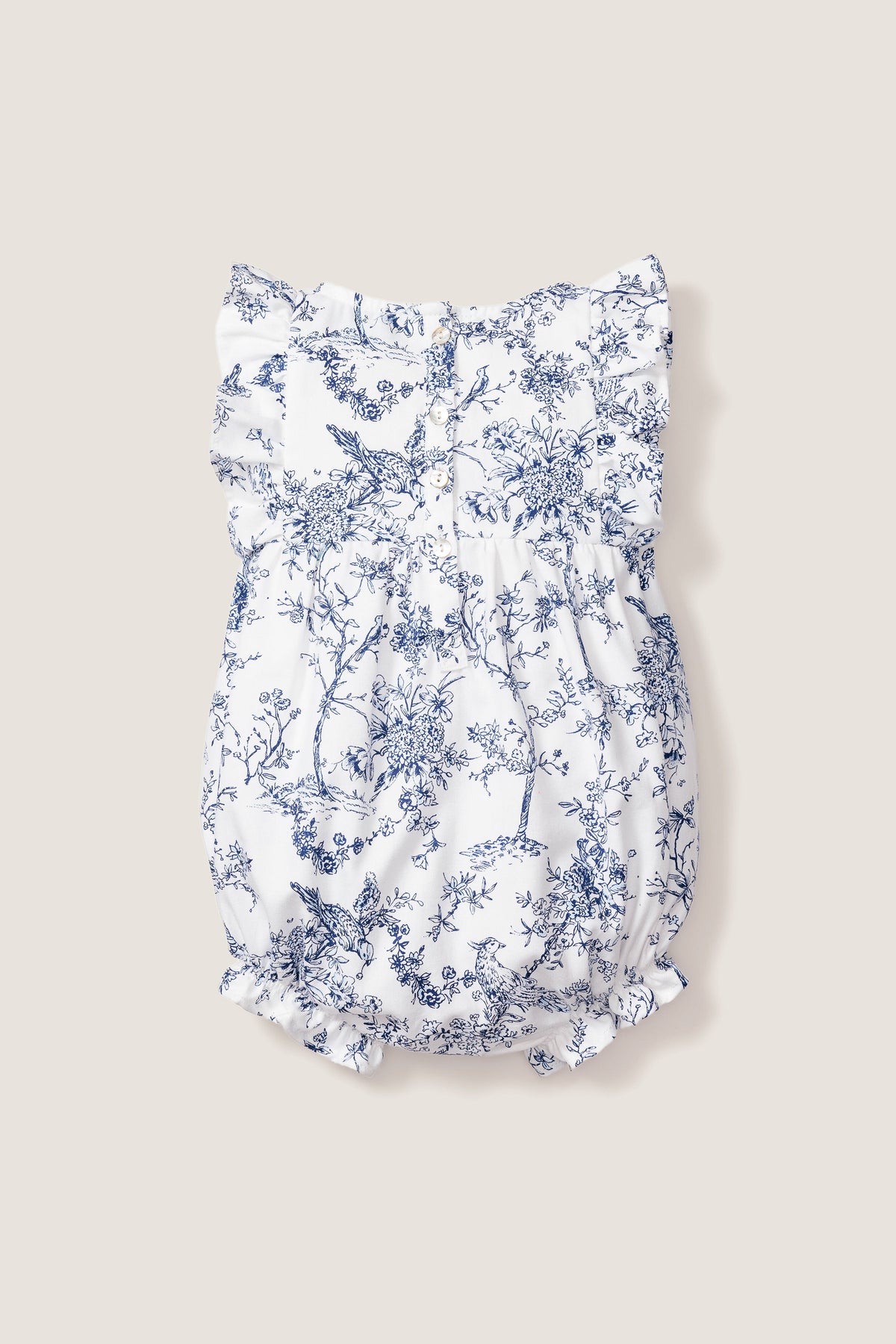 Children's White Timeless Toile Ruffled Romper