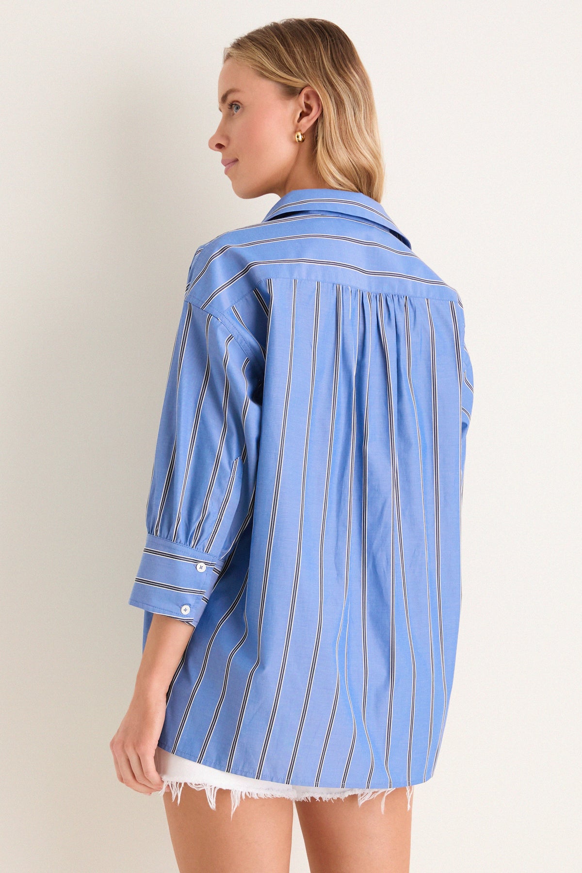 Blue Indigo Stripe Adair Boyfriend Shirt