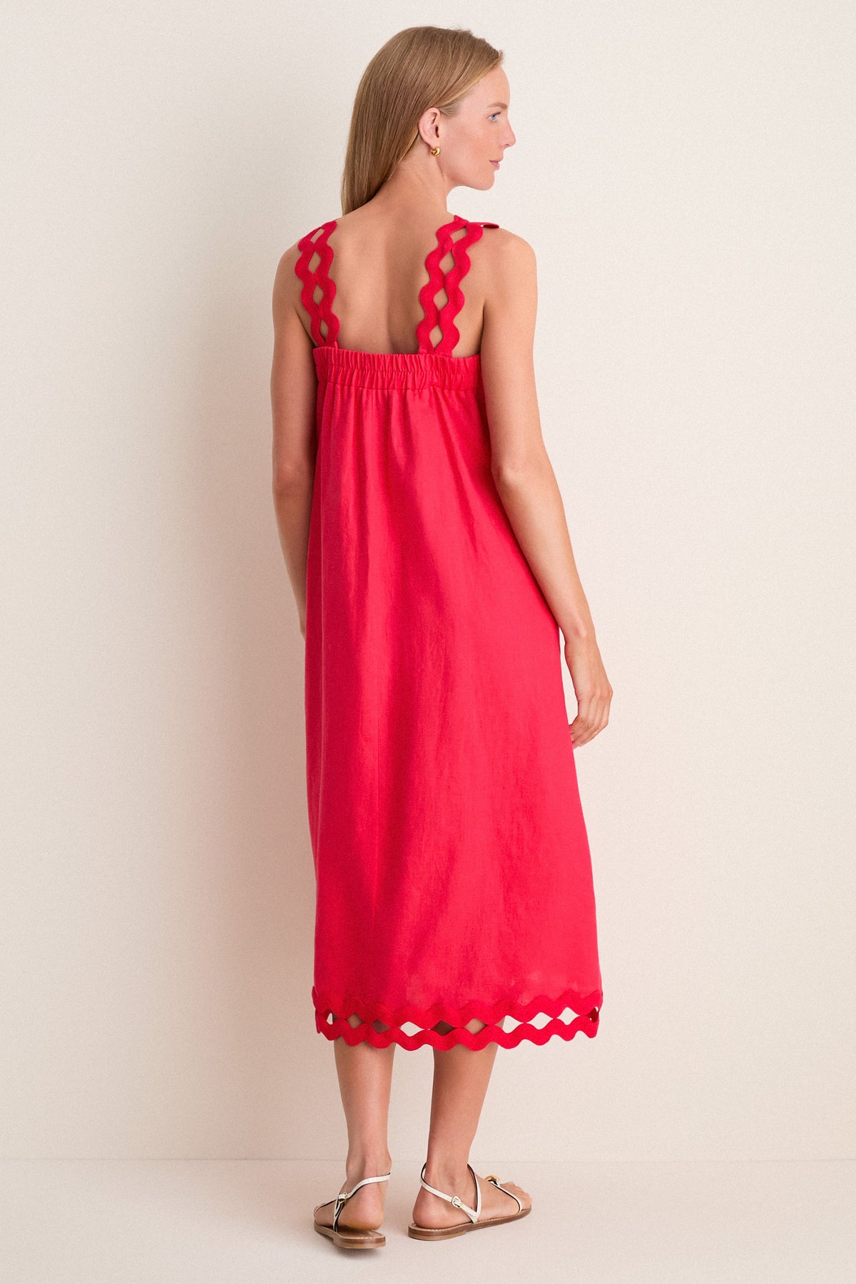 Cherry Ric Rac Linen Ellis Dress