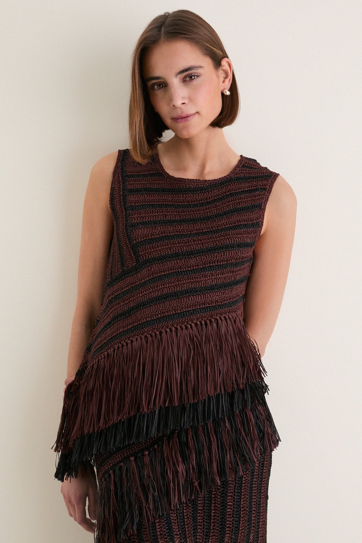Chocolate Brown and Black Beja Crochet Top