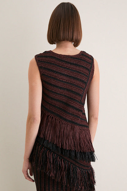 Chocolate Brown and Black Beja Crochet Top