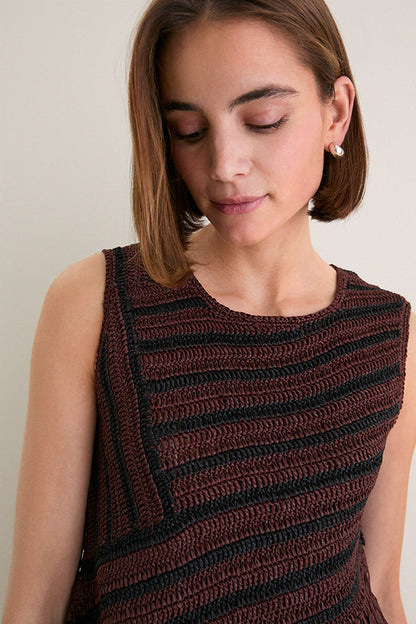 Chocolate Brown and Black Beja Crochet Top