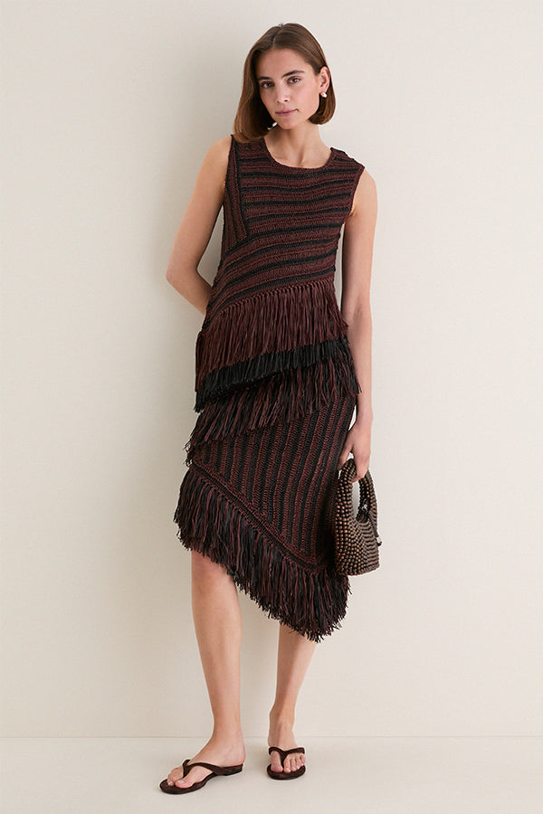Chocolate Brown and Black Beja Crochet Top